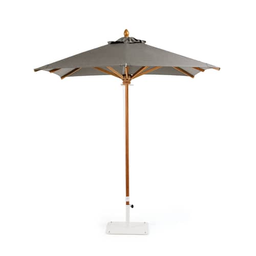 Parasol Classic tissu bois gris / 220 x 220 cm - Ethimo - Parasol / Gris & bois - Chêne massif, Toile acrylique