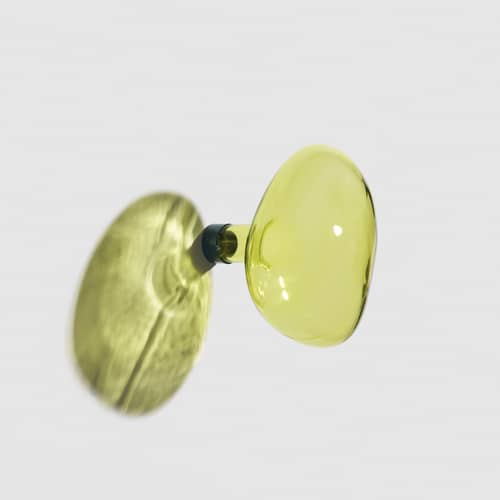 Patère Bubble Large verre jaune / Ø 15 cm - Soufflé bouche - Petite Friture - Citron vert - Acier, Verre soufflé bouche