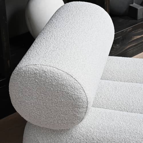 Poltrona imbottita Foku tessuto bianco / Tessuto bouclé - 101 COPENHAGEN - Bianco (tessuto bouclé) - Espanso, Legno, Tessuto bouclé