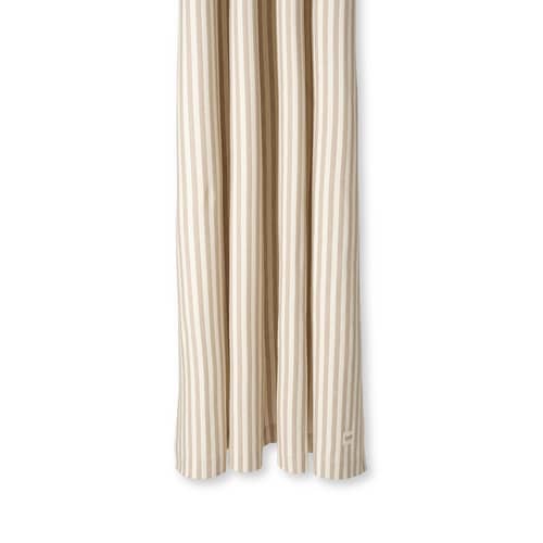 Rideau de douche Chambray Striped tissu beige / 160 x H 205 cm - Coton enduit - Ferm Living - Rayé /Sable & blanc cassé - Coton enduit