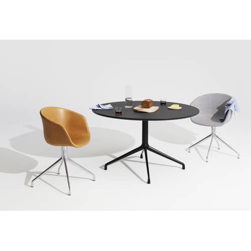 About a Table Round table plastic material black Ø 100 cm - Hay - Black - Cast aluminium, Varnished linoleum