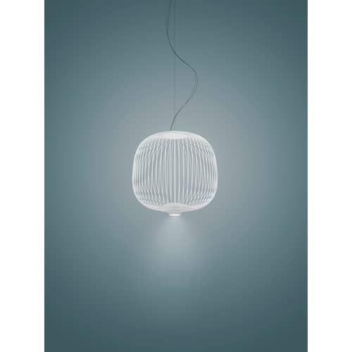 Sospensione Spokes 2 piccola My Light metallo bianco / LED - Bluetooth / Ø 34 x H 35 cm - Foscarini - bianco - Acciaio verniciato, alluminio verniciato