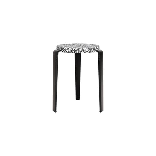 Stappelbarer Hocker Lou metall schwarz / Recycelter Kunststoff Macchiato - H 45 cm - TIPTOE - Graphitschwarz / Gesprenkeltes Schwarz - Recycelter Kunststoff, thermolackierter Stahl