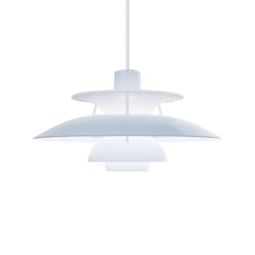 Suspension PH 5 Opal plastique bleu / Ø 32 cm - Réédition 1958 - Louis Poulsen - Bleu pâle - PMMA