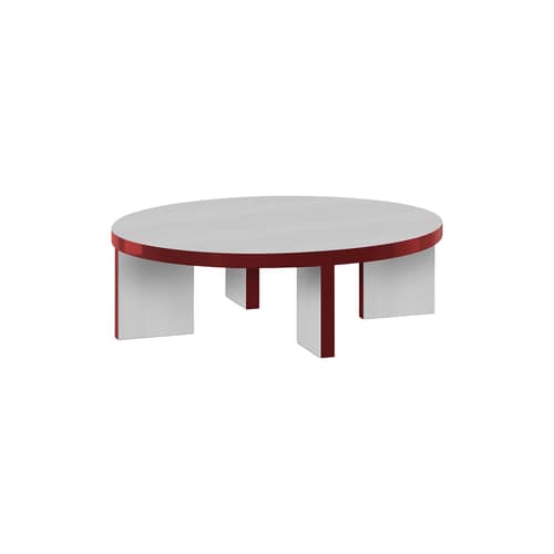 Table basse Slice me nice matériau rouge / Ø 90 x H 28 cm - Zanotta - Ø 90 x H 28 cm / Amarante & argent - MDF revêtus de stratifié Fenix®