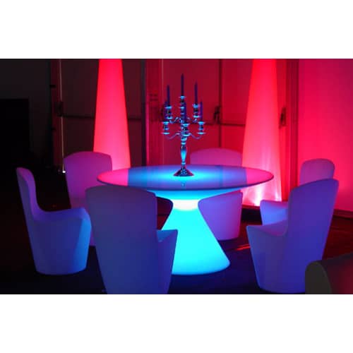 Table lumineuse Ed verre blanc / Ø 140 cm - Slide - Blanc - Plastique, Verre