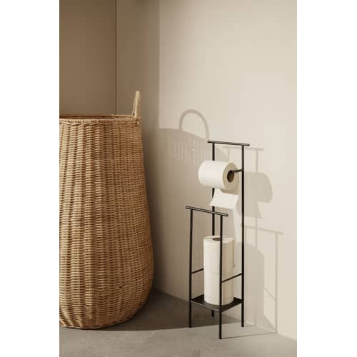 Dora Toilet paper holder metal black / Metal - Ferm Living - Black - Thermolacquered metal