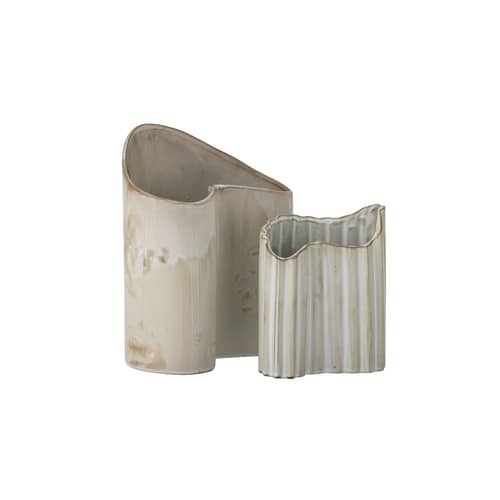 Vase Henaj keramik beige / Set aus 2 Vasen - Steingut - Bloomingville - Beige - Sandstein