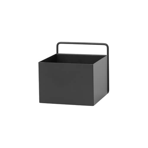 Übertopf Wall Box Square metall schwarz / L 15,6 cm x H 15,6 cm - Ferm Living - Schwarz - epoxy-beschichtetes Metall