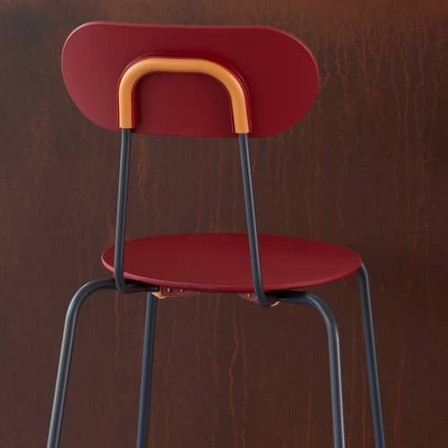 Chaise de bar Mariolina rouge / H 66 cm - Magis - Bordeaux / Piètement gris anthracite - Acier, Polypropylène