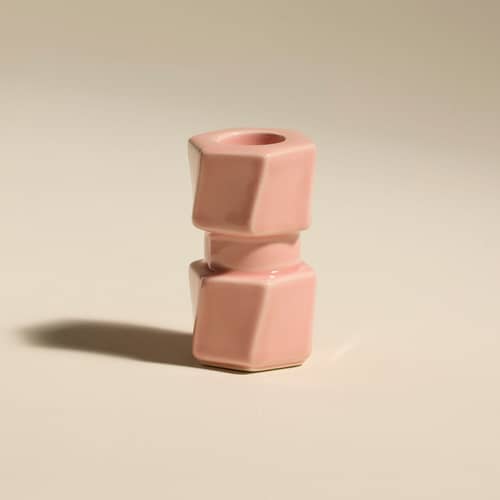 Bougeoir Colonna Petit / H 7.5 cm - Maison Sarah Lavoine - Rose - Céramique émaillée