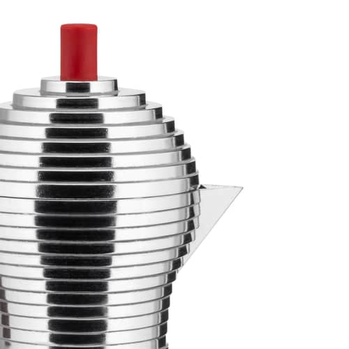 Cafetière italienne Pulcina rouge métal / Induction  - 6 tasses - Alessi - Rouge & chromé - Fonte d\'aluminium, Plastique