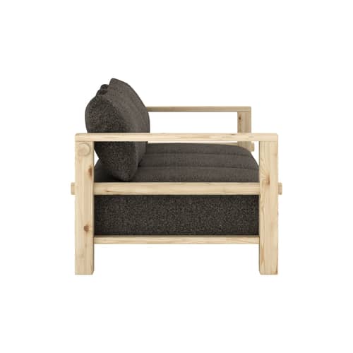 Canapé convertible Bare / Lit 1 place - L 225 cm - KARUP - Brun doux (642) / Pin brut (100) - Mousse haute résilience, Pin massif, Polyester
