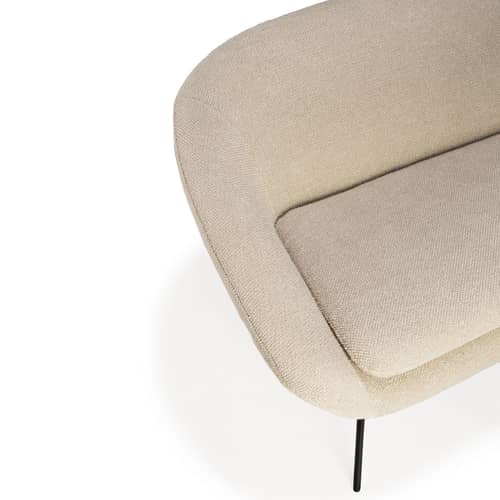Canapé droit Barrow tissu blanc / L 141 cm - Ethnicraft - Blanc cassé - Métal laqué, Mousse haute densité, Tissu