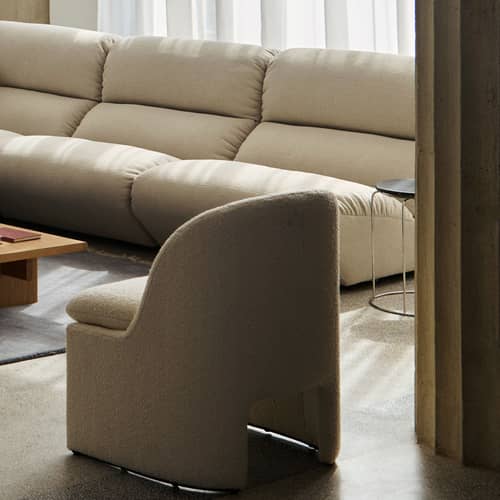 Canapé droit Hi Lo - Configuration B / 3 places - L 330 cm - Modulable - &tradition - Ecru (Cifrado 0121) - Bois certifié FSC, Mousse HR certifiée, Ouate de polyester, Ressorts, Tissu Ecolabel