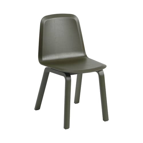 Chaise Brink bois vert - Muuto - Vert olive foncé - Contreplaqué, Placage de bois certifié FSC