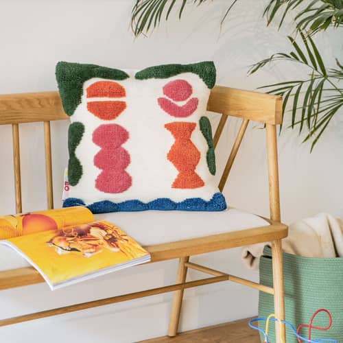 Coussin Columns  / 45 x 45 cm - Laine tissée main - COLORTHERAPIS - Columns - Coton, Laine de Nouvelle-Zélande