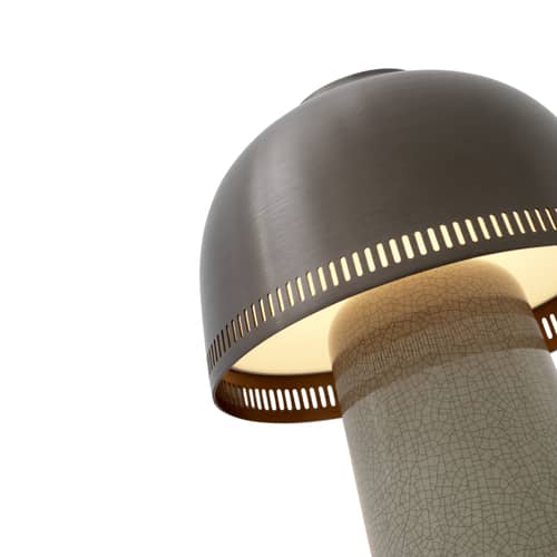 Lampe sans fil rechargeable Raku SH8 céramique métal / Céramique & métal - Ø 16 x H 21 cm - &tradition - Bronze / Pied beige - Aluminium, Céramique