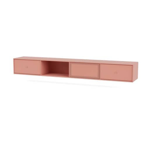 Meuble TV suspendu Octave VII bois rose / L 183,6 x P 30 x H 24 cm - MONTANA - Rhubarb 151 - Acier perforé, MDF laqué