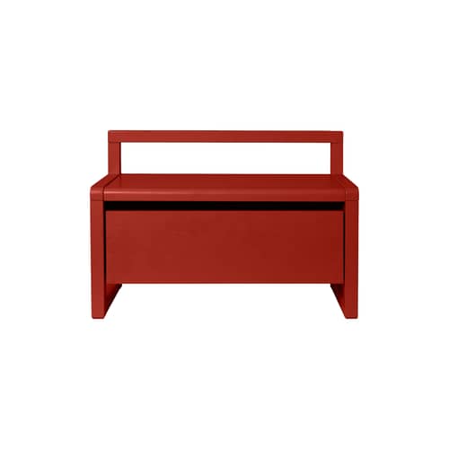 Panchina bimbi Little Architect legno rosso / Mobile contenitore con cassetto scorrevole - En&ls 60 cm - Ferm Living - Papavero - Frassino massello, Impiallacciatura in frassino