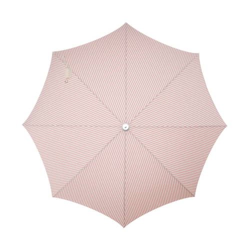 Parasol The Premium Beach rose / Ø 180 cm - Inclinable - BUSINESS & PLEASURE - Rayé rose / Lauren\'s Stripe - Aluminium poli, Bois lamellé-collé de récupération, Fibre de verre, Toile outdoor