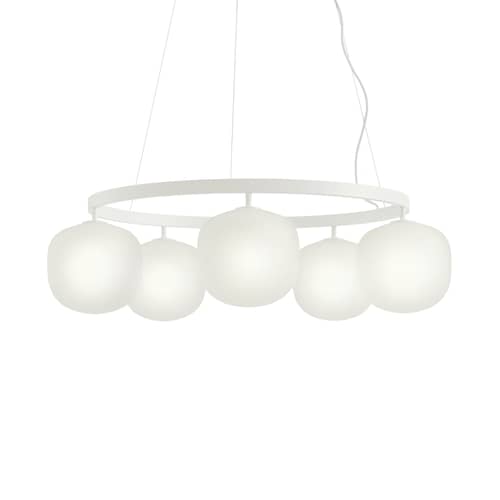 Pendelleuchte Rime Chandelier glas weiß / Ø 80 cm - Muuto - Weiß - mundgeblasenes Glas, Thermolackiertes Aluminium