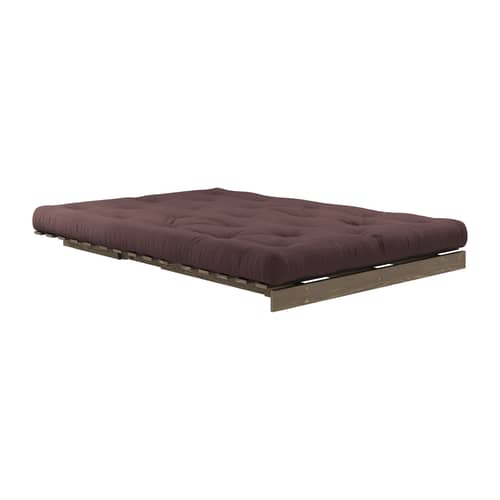 Divano convertibile Roots legno marrone / L 140 cm - 3 posizioni / Struttura marrone - KARUP DESIGN - Marrone 715 / Legno Marrone - Espanso, Fibre riciclate miste, Pino massello certificato FSC laccato, Tessuto