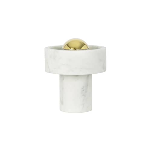 Schnurlosleuchte Stone Portable LED marmor weiß / Ø 16 x H 19 cm - Tom Dixon - Weißer Marmor / Messing - Marmor, Stahl mit Messingoberfläche