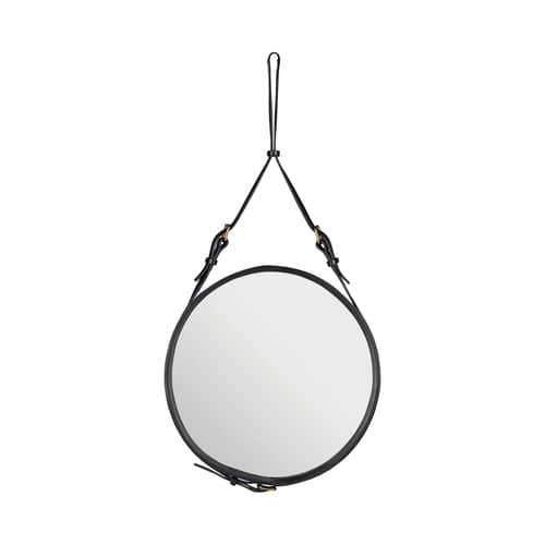Specchio murale Adnet pelle nero Ø 45 cm - Gubi - Nero - Pelle