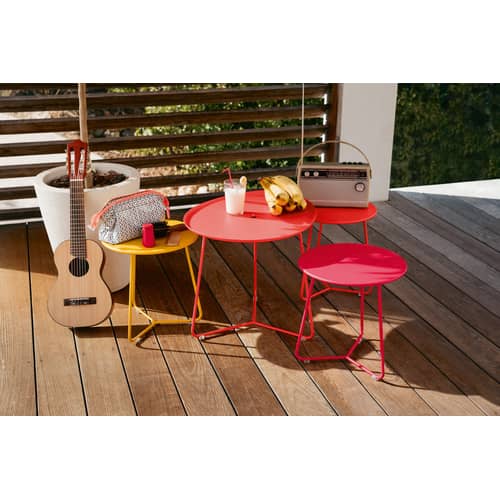 Table basse Cocotte métal noir / L 55 x H 43,5 cm - Plateau amovible - Fermob - Réglisse - Acier peint
