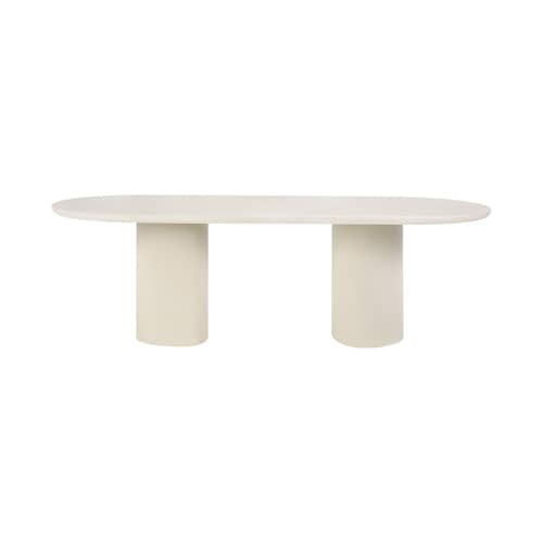 Table ovale Elements / 240 x 100 cm - 10 personnes / Microciment - Ethnicraft - Blanc cassé - Microciment verni