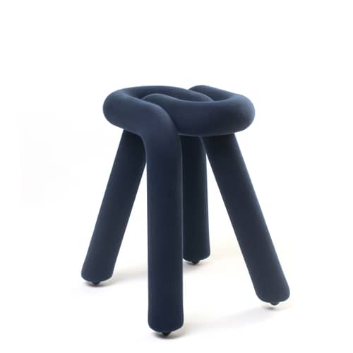 Tabouret rembourré Bold tissu bleu - Moustache - Bleu foncé - Acier, Mousse, Tissu