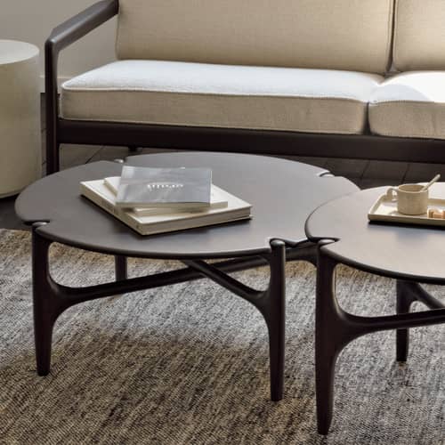 Tavolino PI legno marrone / Ø 80 x H 35 cm - Ethnicraft - Ø 80 x H 35 cm / Mogano scuro - Mogano massiccio tinto