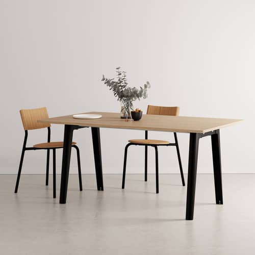 Tavolo rettangolare New Modern legno nero / 160 x 95 cm - Rovere eco-certificato / 6 a 8 persone - TIPTOE - Nero Grafite - , Acciaio termolaccato