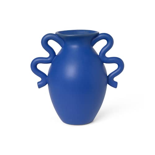 Vase Verso céramique bleu / Ø 18 x H 27 cm - Ferm Living - Bleu - Grès émaillé