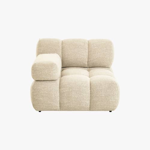 Poltrona imbottita Waffle tessuto beige / Divano modulabile - Bracciolo intercambiabile - NV GALLERY - Tweed Beige - Schiuma ad alta densità, Tessuto