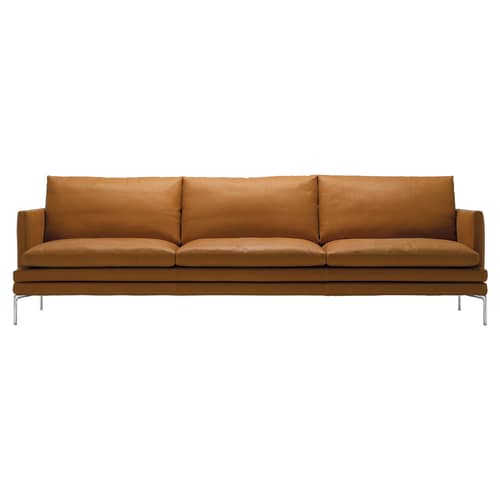 Canapé droit William Zanotta / 3 places - L 266 cm - Marron - Cuir ...