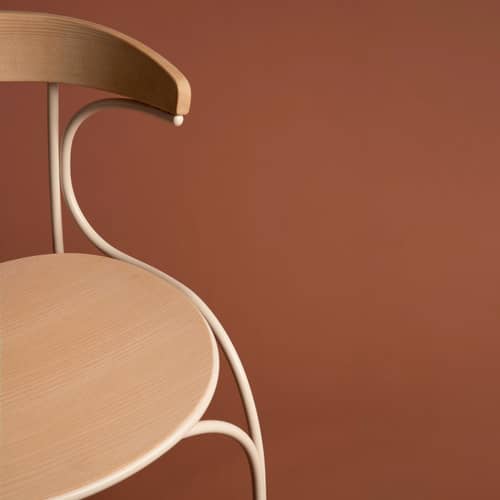 Chaise Ample bois naturel - Wiener GTV Design - Frêne / Blanc perle - Contreplaqué de frêne, Métal