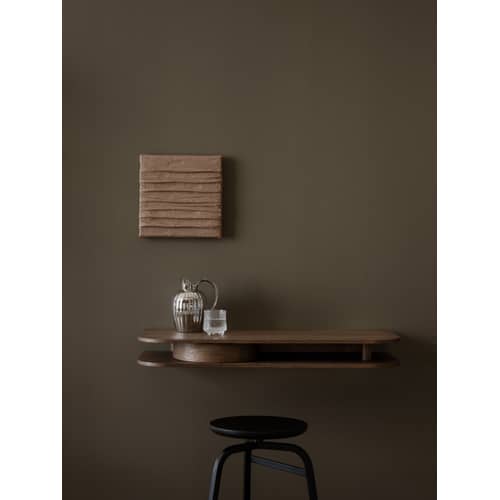 Console murale Valet bois naturel / Tiroir rond / L 92 x prof. 35 cm - Northern  - Chêne fumé - MDF plaqué chêne