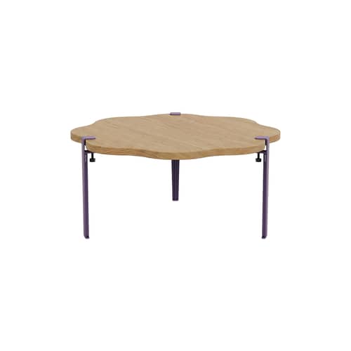 Couchtisch Vague by Uchronia holz natur / Ø 80 x H 43 cm – massive Eiche - TIPTOE - Violett / Eiche - Ökozertifizierte Massiveiche, thermolackierter Stahl
