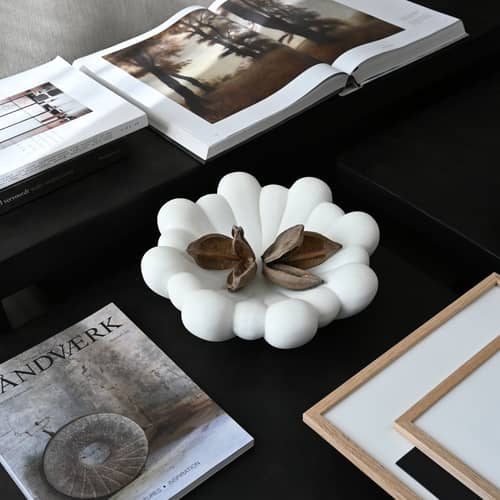 Coupe Bloom Medium céramique blanc / Ø 28,5 x H 10,5 cm - 101 COPENHAGEN - Blanc - Béton fibré, Céramique