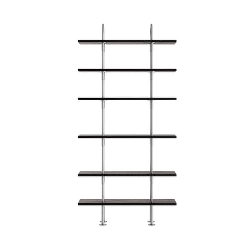 Étagère Keen bois noir / L 96 x H 198,5 cm - 6 étagères - Gubi - Noir / Acier - Acier inoxydable, Frêne teinté