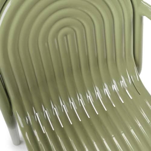 Fauteuil empilable Groove métal vert - Tom Dixon - Vert mousse - Aluminium
