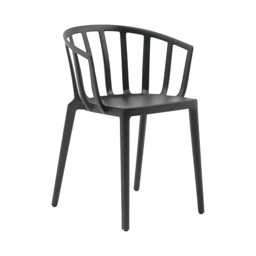 Fauteuil empilable Venice plastique noir - Kartell - Noir mat - Technopolymère thermoplastique recyclé