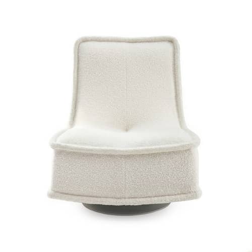 Fauteuil pivotant Bonheur du jour / Philippe Starck - Kartell - Blanc / Passepoil blanc - Acier, Mousse PU, Tissu bouclé