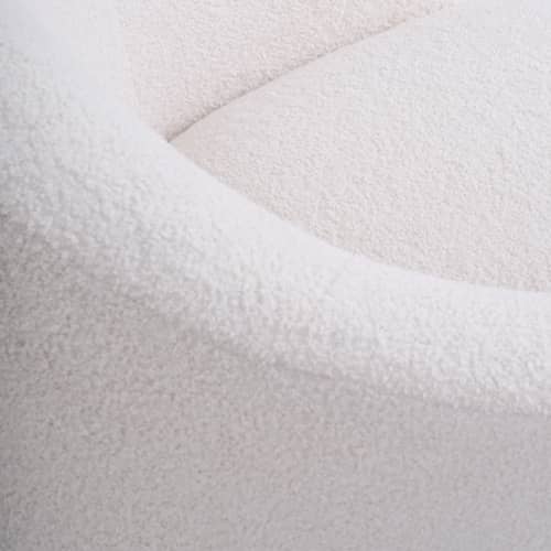 Fauteuil pivotant Bozzolo tissu blanc beige / Moyen modèle - L 75 cm / Laine bouclette - Maison Sarah Lavoine - Ecru (tissu bouclette) / Base chêne - Bois, Contreplaqué de chêne, Laine bouclée, Mousse