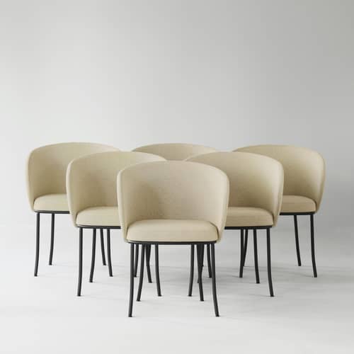 Fauteuil rembourré Knit tissu beige - Normann Copenhagen - Sable - Acier thermolaqué, Bois certifié FSC, Mousse, Tissu Kvadrat