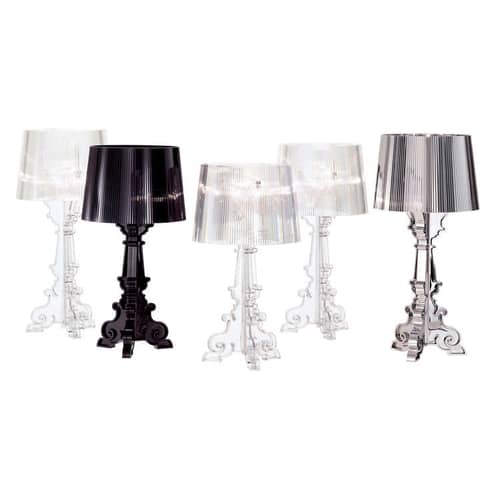 Lampe de table Bourgie Bianca plastique blanc or / H 68 à 78 cm - Ferruccio Laviani, 2004 - Kartell - Blanc / intérieur or - Polycarbonate 2.0