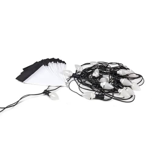  Lichtgirlande im Freien Sagra LED textil weiß schwarz LED / 6 Stoffwimpel - für Haus und Garten - Seletti - Girlande / schwarz & weiß - Polyester-Gewebe, Polykarbonat, PVC