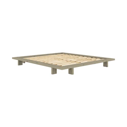 Lit double Japan bois vert / Pour matelas 180 x 200 cm - KARUP - Vert sauge - Pin massif certifié FSC